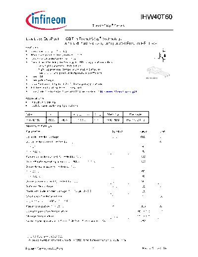 Infineon ihw40t60 rev2 0  . Electronic Components Datasheets Active components Transistors Infineon ihw40t60_rev2_0.pdf