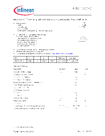 Infineon ikb01n120h2 rev2 3  . Electronic Components Datasheets Active components Transistors Infineon ikb01n120h2_rev2_3.pdf