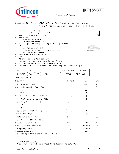 Infineon ikp15n60trev2 2g[1]  . Electronic Components Datasheets Active components Transistors Infineon ikp15n60trev2_2g[1].pdf