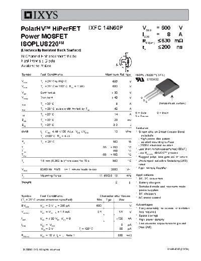 Ixys ixfc14n60p  . Electronic Components Datasheets Active components Transistors Ixys ixfc14n60p.pdf