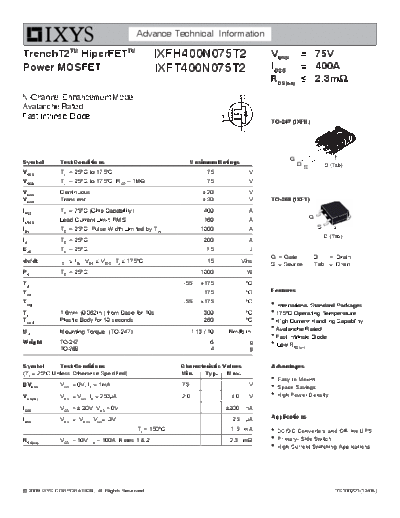 Ixys ixfh400n075t2-ixft400n075t2  . Electronic Components Datasheets Active components Transistors Ixys ixfh400n075t2-ixft400n075t2.pdf