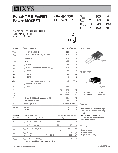 Ixys ixfh69n30p ixft69n30p  . Electronic Components Datasheets Active components Transistors Ixys ixfh69n30p_ixft69n30p.pdf