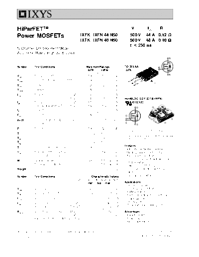 Ixys ixfk44n50 ixfn44n50 ixfk48n50 ixfn48n50  . Electronic Components Datasheets Active components Transistors Ixys ixfk44n50_ixfn44n50_ixfk48n50_ixfn48n50.pdf