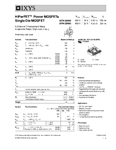 Ixys ixfn26n90 ixfn25n90  . Electronic Components Datasheets Active components Transistors Ixys ixfn26n90_ixfn25n90.pdf