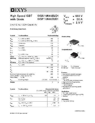 Ixys ixsa10n60b2d1 ixsp10n60b2d1  . Electronic Components Datasheets Active components Transistors Ixys ixsa10n60b2d1_ixsp10n60b2d1.pdf