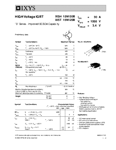 Ixys ixsh15n120b ixst15n120b  . Electronic Components Datasheets Active components Transistors Ixys ixsh15n120b_ixst15n120b.pdf