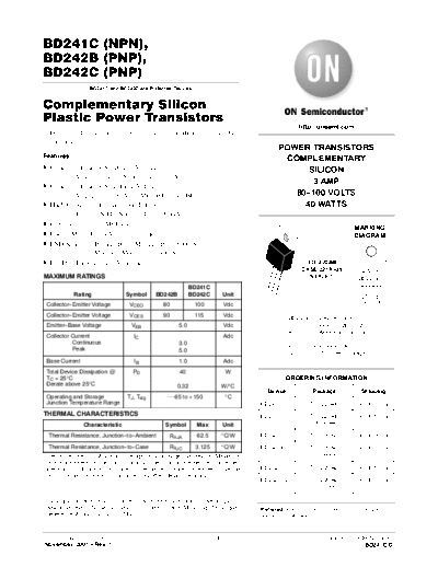 ON Semiconductor bd241c bd242b bd242c  . Electronic Components Datasheets Active components Transistors ON Semiconductor bd241c_bd242b_bd242c.pdf