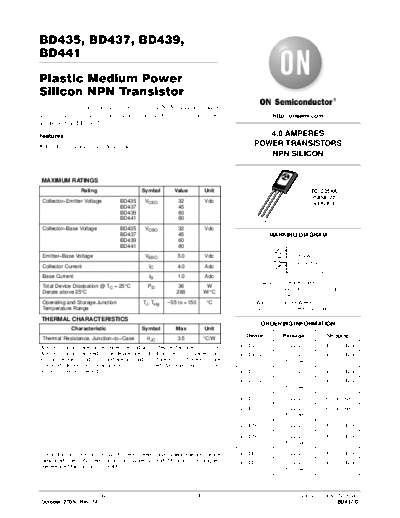 ON Semiconductor bd435 bd437 bd439 bd441  . Electronic Components Datasheets Active components Transistors ON Semiconductor bd435_bd437_bd439_bd441.pdf