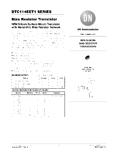 ON Semiconductor dtc114eseria 8a-m sot416  . Electronic Components Datasheets Active components Transistors ON Semiconductor dtc114eseria_8a-m_sot416.pdf