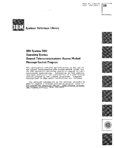 IBM C30-2005-2 QTAM Message Control Program Nov68  IBM 360 os qtam C30-2005-2_QTAM_Message_Control_Program_Nov68.pdf