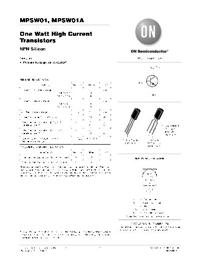 ON Semiconductor mpsw01-a  . Electronic Components Datasheets Active components Transistors ON Semiconductor mpsw01-a.pdf