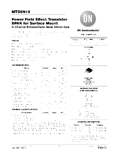 ON Semiconductor mtd6n15-d  . Electronic Components Datasheets Active components Transistors ON Semiconductor mtd6n15-d.pdf