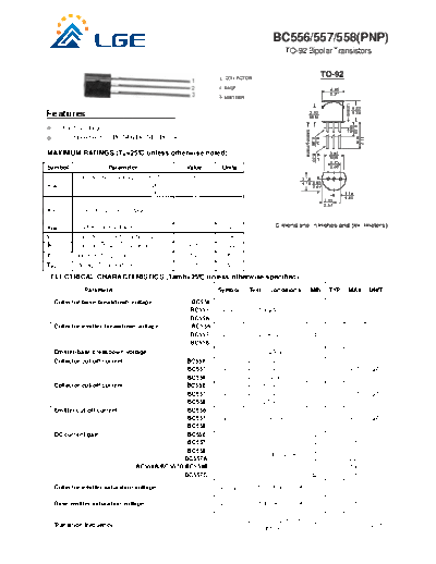 LGE bc556-557-558  . Electronic Components Datasheets Active components Transistors LGE bc556-557-558.pdf