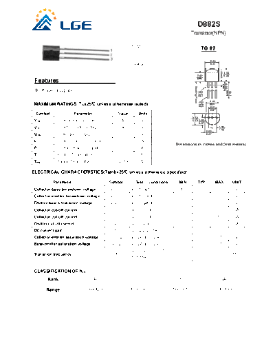 LGE d882s  . Electronic Components Datasheets Active components Transistors LGE d882s.pdf