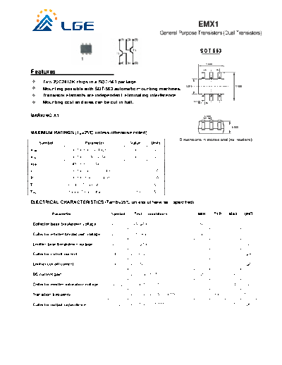 LGE emx1  . Electronic Components Datasheets Active components Transistors LGE emx1.pdf