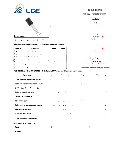 LGE kta1023 to-92l  . Electronic Components Datasheets Active components Transistors LGE kta1023_to-92l.pdf