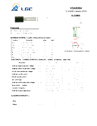 LGE ksa928a  . Electronic Components Datasheets Active components Transistors LGE ksa928a.pdf