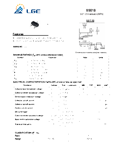 LGE s9018  . Electronic Components Datasheets Active components Transistors LGE s9018.pdf