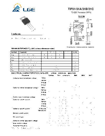 LGE tip31 abc  . Electronic Components Datasheets Active components Transistors LGE tip31_abc.pdf