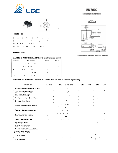 LGE 2n7002  . Electronic Components Datasheets Active components Transistors LGE 2n7002.pdf