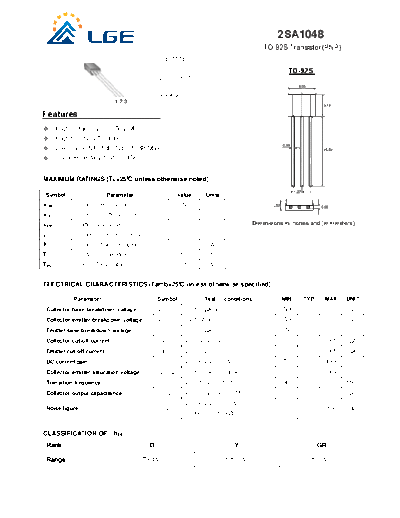 LGE 2sa1048 to-92s  . Electronic Components Datasheets Active components Transistors LGE 2sa1048_to-92s.pdf