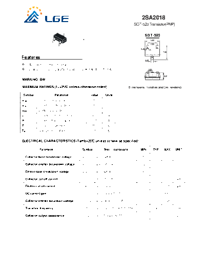 LGE 2sa2018  . Electronic Components Datasheets Active components Transistors LGE 2sa2018.pdf