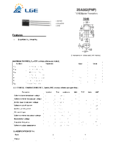 LGE 2sa562  . Electronic Components Datasheets Active components Transistors LGE 2sa562.pdf