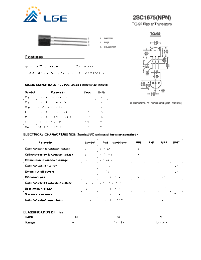 LGE 2sc1675  . Electronic Components Datasheets Active components Transistors LGE 2sc1675.pdf