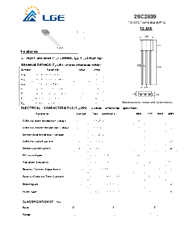 LGE 2sc2839  . Electronic Components Datasheets Active components Transistors LGE 2sc2839.pdf