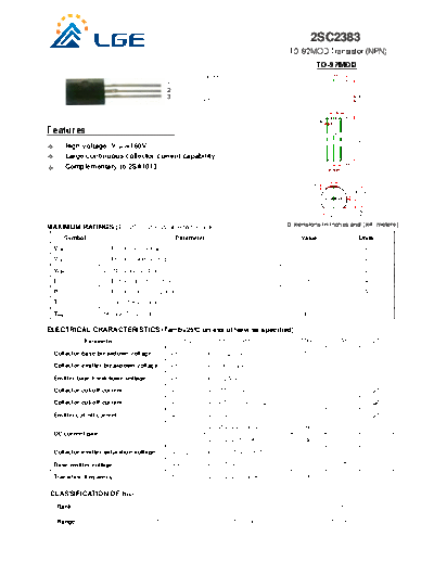 LGE 2sc2383  . Electronic Components Datasheets Active components Transistors LGE 2sc2383.pdf