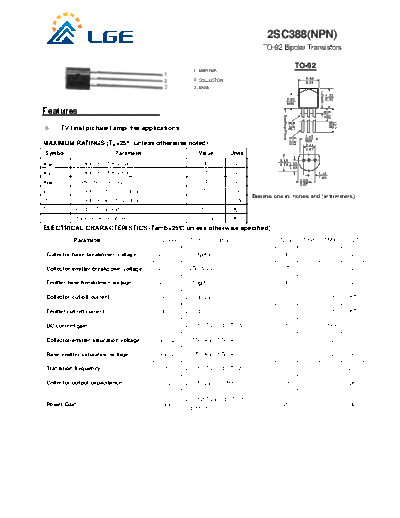 LGE 2sc388  . Electronic Components Datasheets Active components Transistors LGE 2sc388.pdf