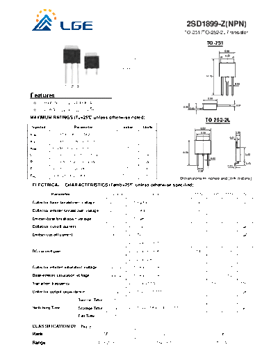 LGE 2sd1899-z  . Electronic Components Datasheets Active components Transistors LGE 2sd1899-z.pdf