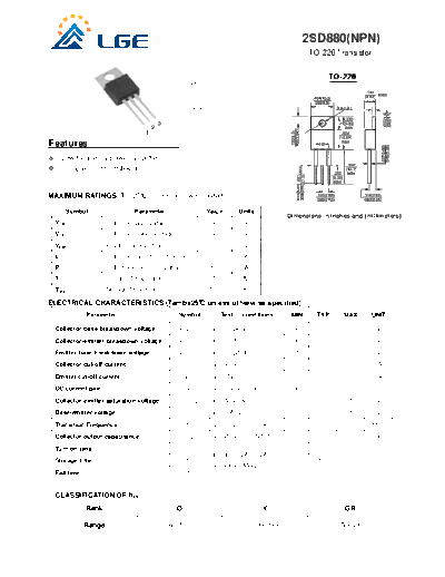 LGE 2sd880  . Electronic Components Datasheets Active components Transistors LGE 2sd880.pdf