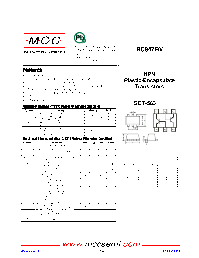 MCC bc847bv sot-563  . Electronic Components Datasheets Active components Transistors MCC bc847bv_sot-563.pdf
