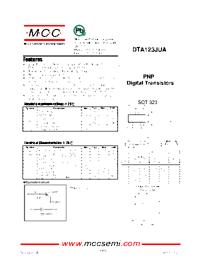 MCC dta123jua sot-323  . Electronic Components Datasheets Active components Transistors MCC dta123jua_sot-323.pdf