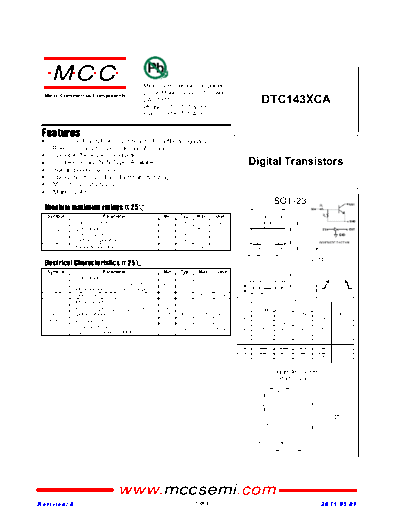 MCC dtc143xca sot-23  . Electronic Components Datasheets Active components Transistors MCC dtc143xca_sot-23.pdf