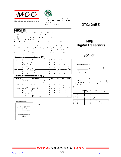 MCC dtc124ee sot-523  . Electronic Components Datasheets Active components Transistors MCC dtc124ee_sot-523.pdf
