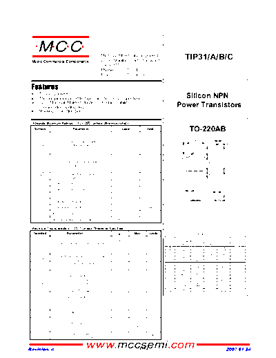 MCC tip31-a-b-c-to220  . Electronic Components Datasheets Active components Transistors MCC tip31-a-b-c-to220.pdf