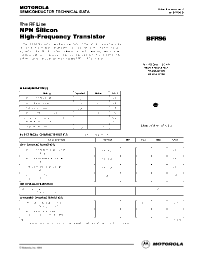 Motorola bfr96rev  . Electronic Components Datasheets Active components Transistors Motorola bfr96rev.pdf