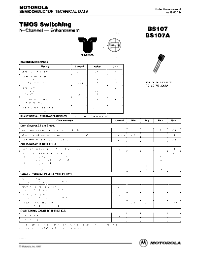 Motorola bs107rev1  . Electronic Components Datasheets Active components Transistors Motorola bs107rev1.pdf