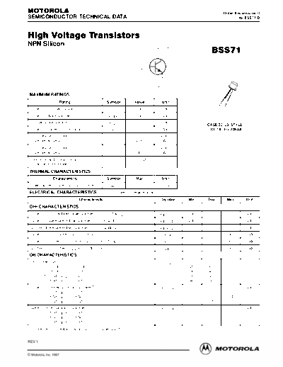 Motorola bss71rev1  . Electronic Components Datasheets Active components Transistors Motorola bss71rev1.pdf