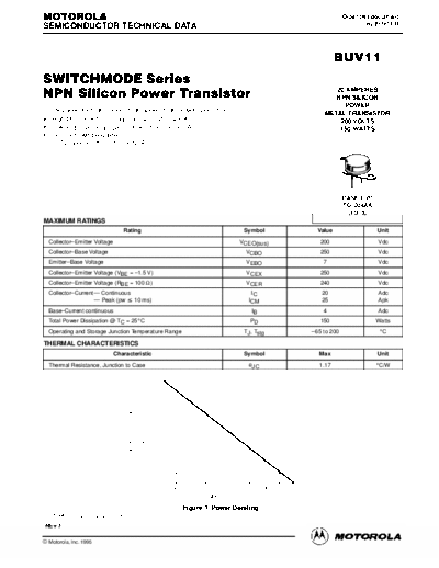 Motorola buv11rev  . Electronic Components Datasheets Active components Transistors Motorola buv11rev.pdf