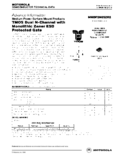 Motorola mmdf2n05  . Electronic Components Datasheets Active components Transistors Motorola mmdf2n05.pdf