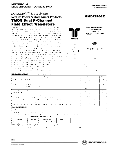 Motorola mmdf2p02e  . Electronic Components Datasheets Active components Transistors Motorola mmdf2p02e.pdf