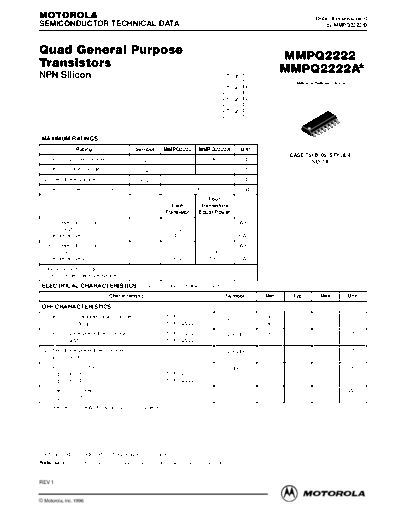 Motorola mmpq2222  . Electronic Components Datasheets Active components Transistors Motorola mmpq2222.pdf