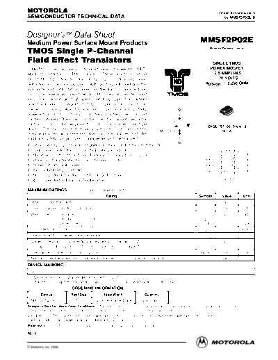 Motorola mmsf2p02e  . Electronic Components Datasheets Active components Transistors Motorola mmsf2p02e.pdf