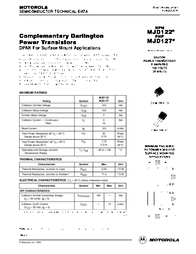 Motorola mjd122re mjd127  . Electronic Components Datasheets Active components Transistors Motorola mjd122re_mjd127.pdf