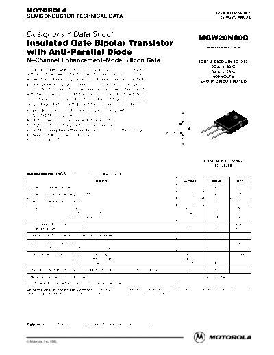 Motorola mgw20n60d  . Electronic Components Datasheets Active components Transistors Motorola mgw20n60d.pdf