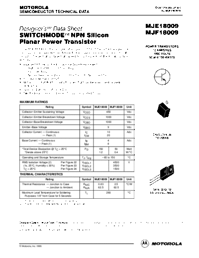 Motorola mje18009  . Electronic Components Datasheets Active components Transistors Motorola mje18009.pdf