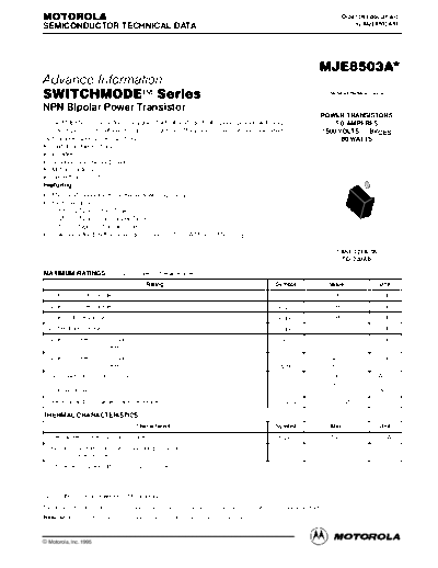 Motorola mje8503a  . Electronic Components Datasheets Active components Transistors Motorola mje8503a.pdf
